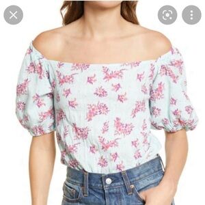 FREE PEOPLE ANGELA BODYSUIT OB1270350 CROCHET LACE FLORAL BLUEBERRY COMBO SIZE M